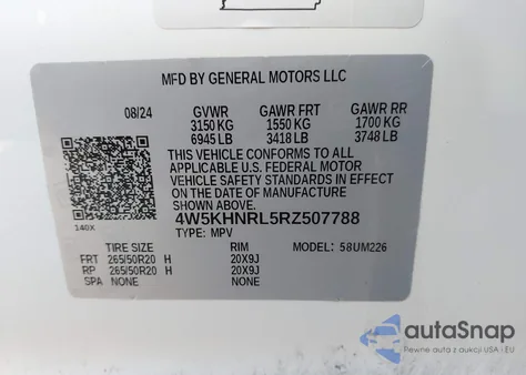 2024 Acura Zdx A-Spec из США, поврежденный, VIN 4W5KHNRL5RZ507788